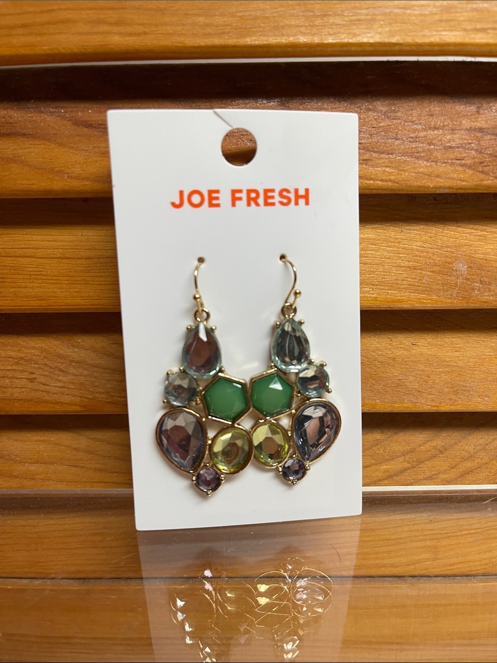 Joe Fresh Green and Multi-Color Gem Drop Earrings